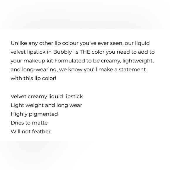 V Kosmetix Liquid Velvet Lipstick In Bubbly Pink Brand New In Box 💯 Authentic! - Picture 3 of 7